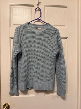 SO Pale Blue Waffle Knit Crewneck Sweater